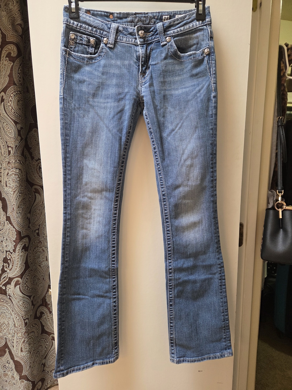 Miss Me SZ 28 Blue Bootcut Jeans with Subtle Fade